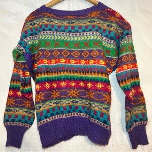 Argentina Made Thick Chunky Merino Wool Sweater with Unique Vintage Design Retro